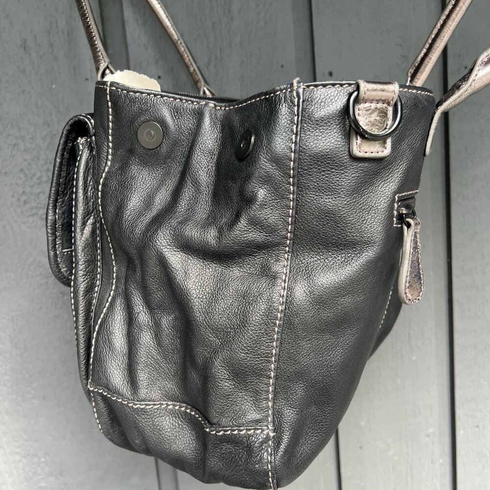 Liebeskind Berlin Leather Shoulder Bag Satchel Black Metallic Slouchy Soft Purse - Picture 13 of 16